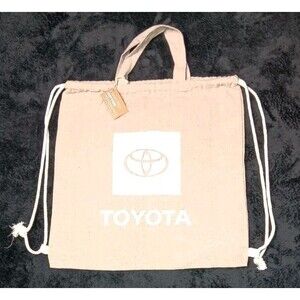 NWT! Toyota Logo Drawstring Recycled Tote Bag Cinch Backpack Cream Autombilia